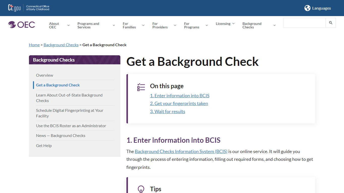 Get a Background Check - Connecticut Office of Early Childhood
